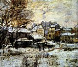 Claude Monet Canvas Paintings - Snow Effect With Setting Sun